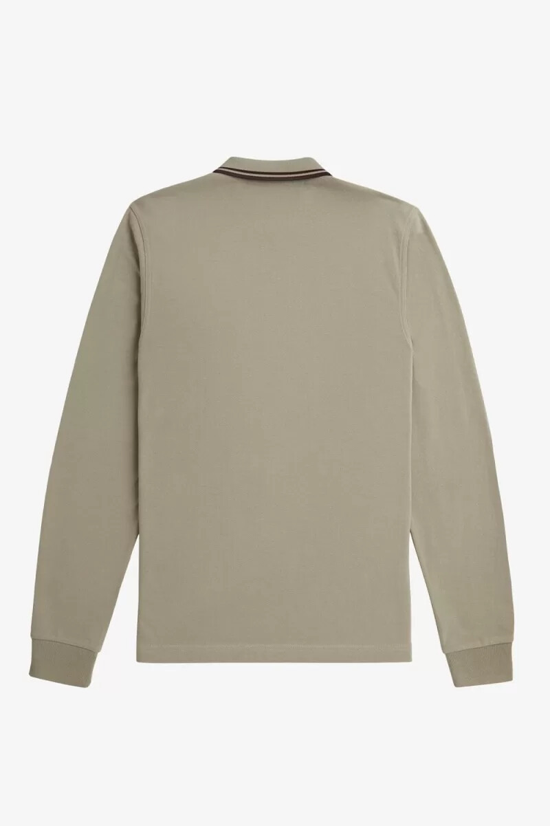 fred perry m3636 herrskjorta varm grå mörkröd