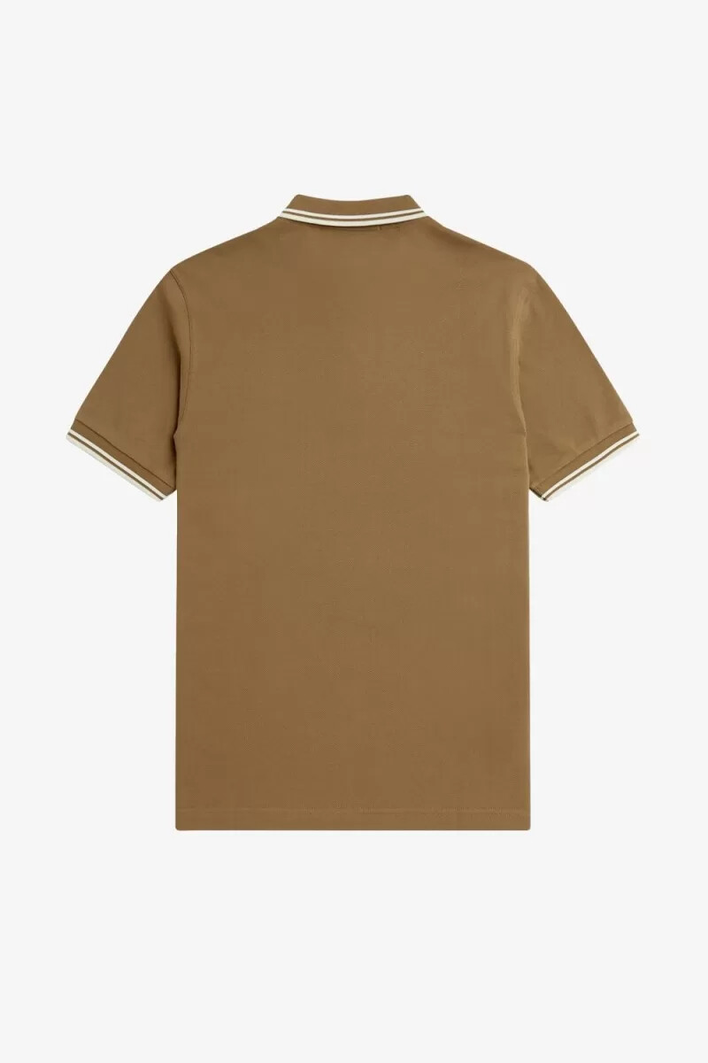 fred perry m3600 herrskjorta brun snövit beige