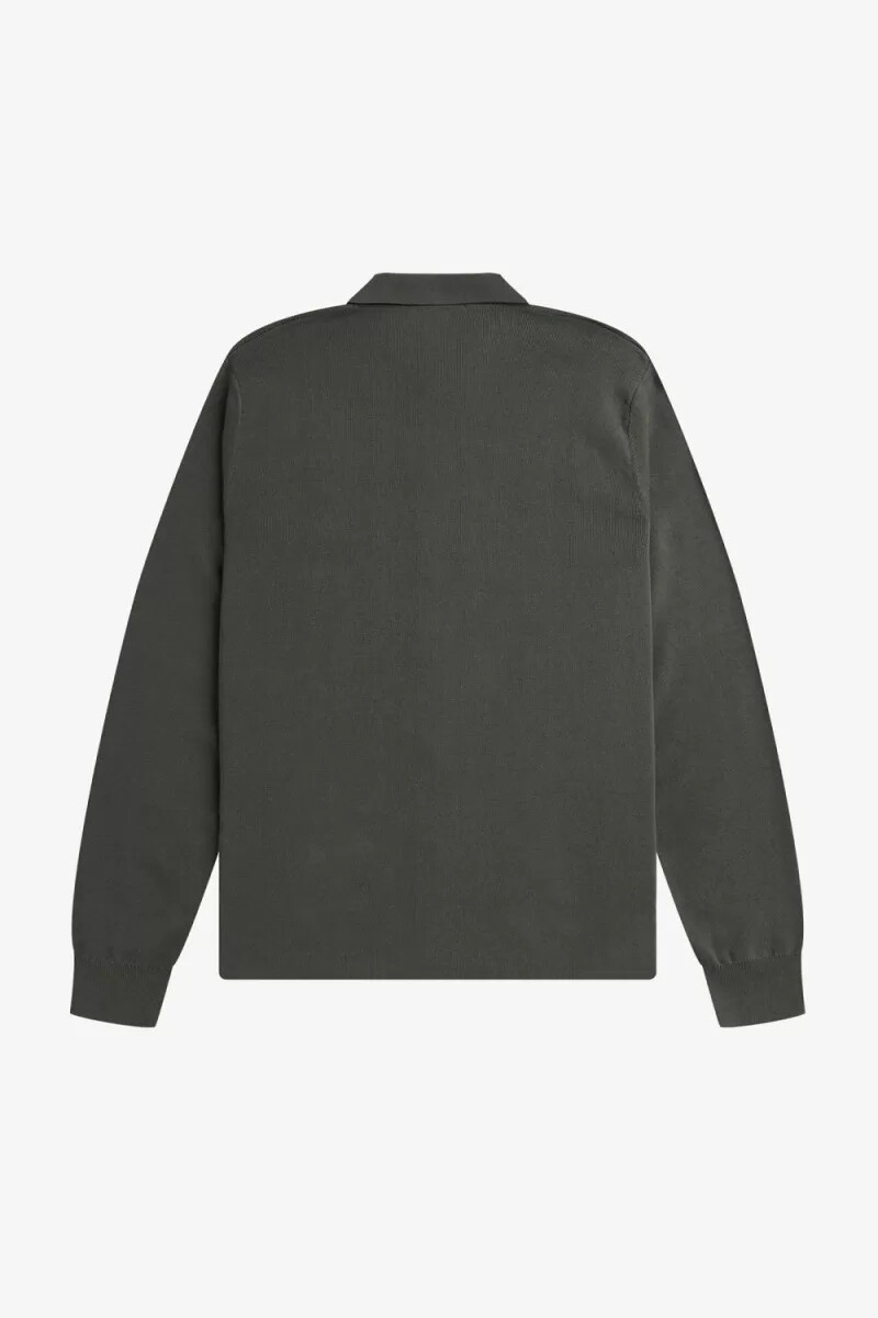 fred perry stickad herrskjorta med knappar grön