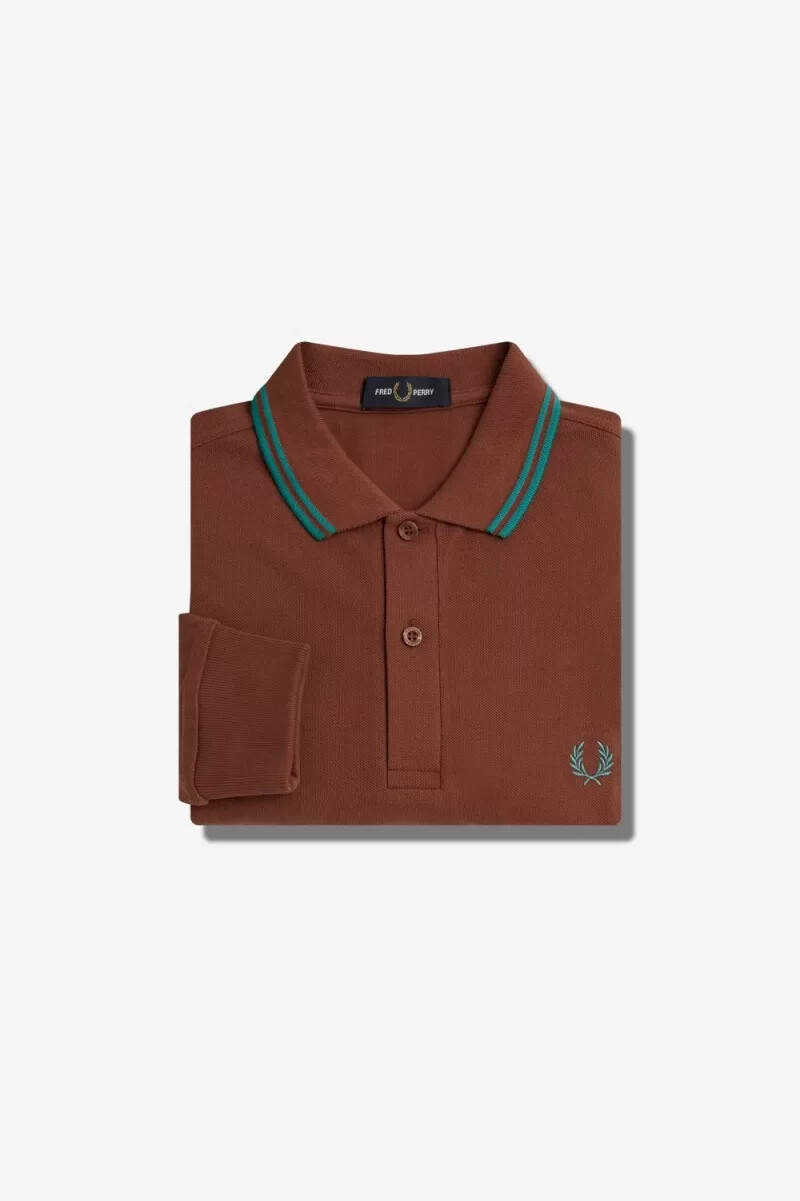 fred perry m3636 herrskjorta whiskybrun djup mint djup mint