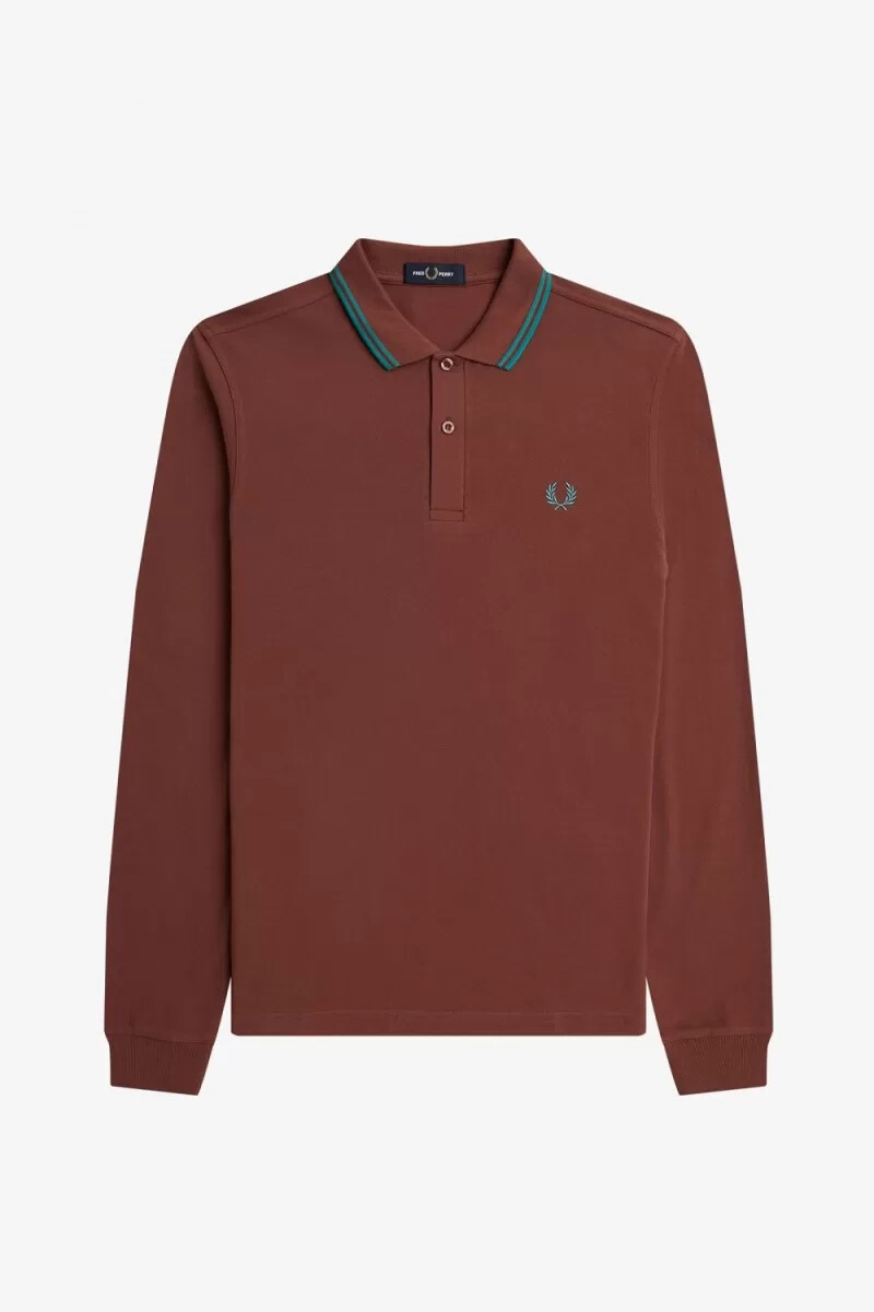 fred perry m3636 herrskjorta whiskybrun djup mint djup mint