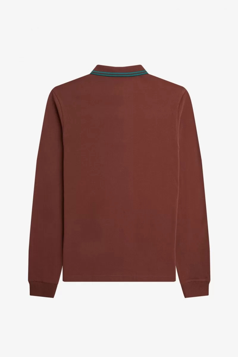 fred perry m3636 herrskjorta whiskybrun djup mint djup mint