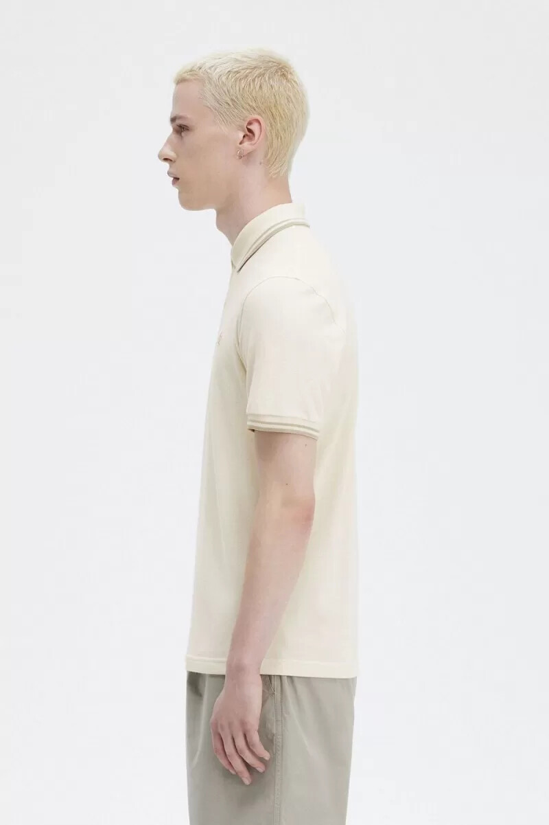 fred perry m12 herrskjorta beige havregryn havregryn