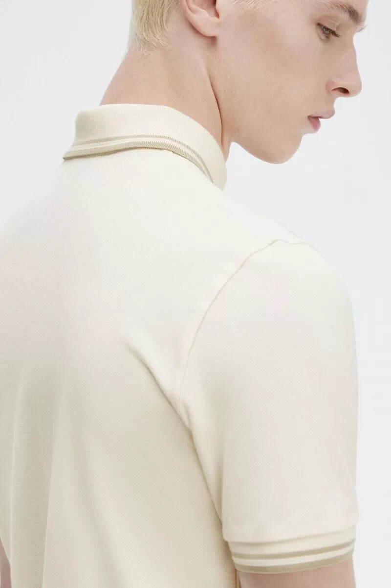 fred perry m12 herrskjorta beige havregryn havregryn