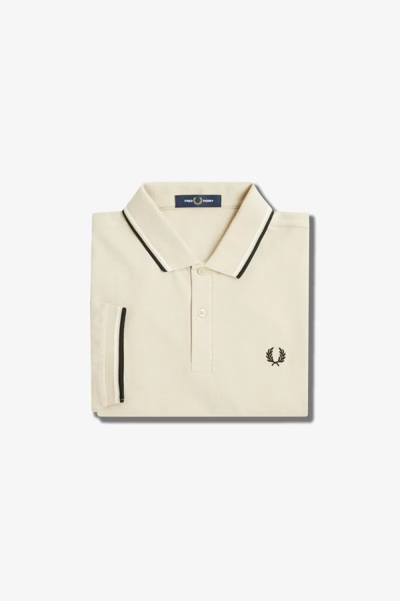 fred perry m3600 herrskjorta havregryn beige svart