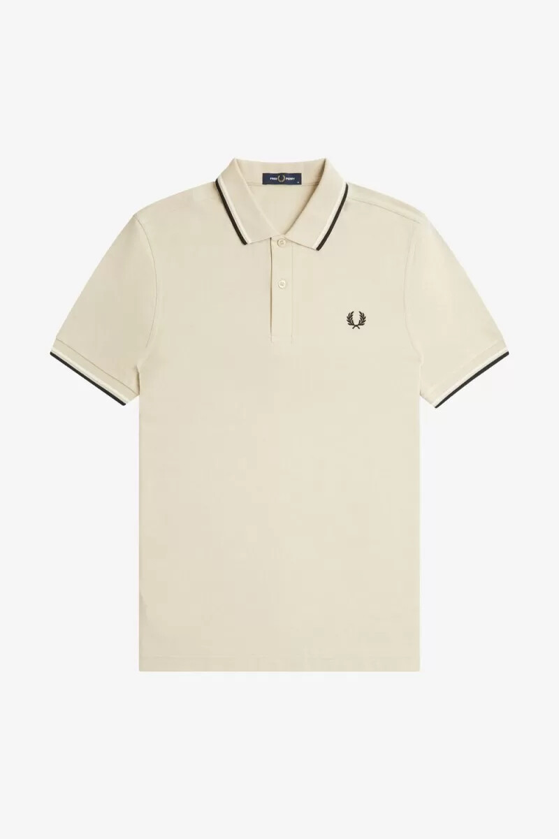 fred perry m3600 herrskjorta havregryn beige svart