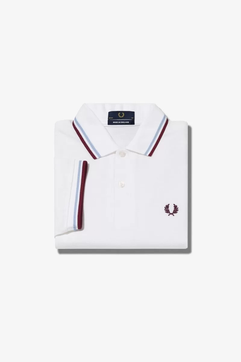 fred perry m12 herrskjorta vit aqua maroon