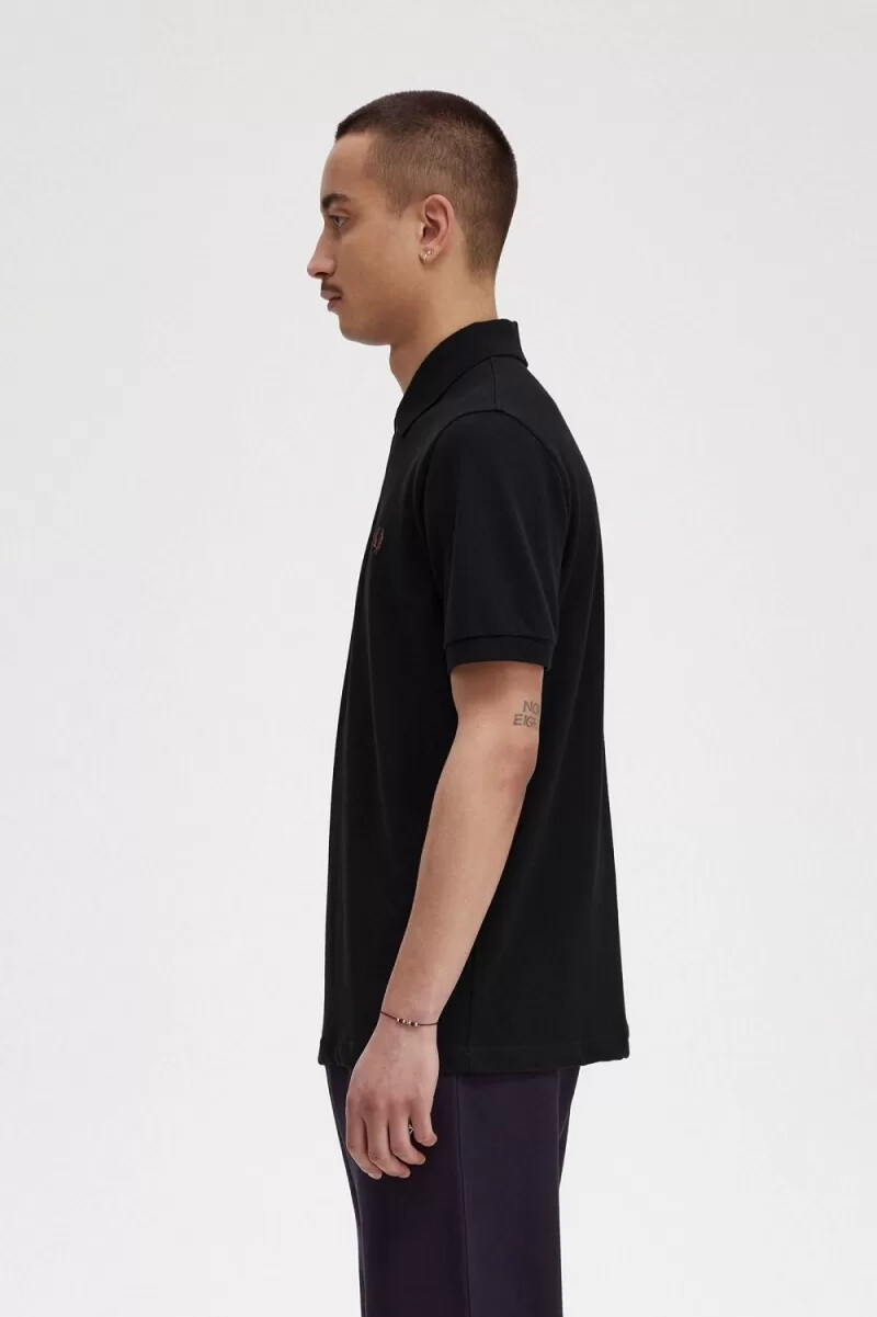 fred perry m3 herrskjorta svart whiskybrun