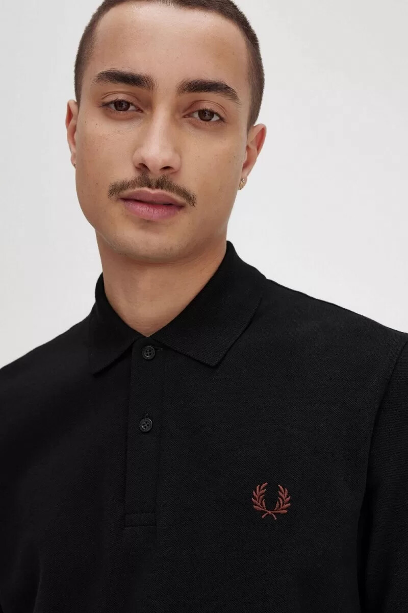 fred perry m3 herrskjorta svart whiskybrun