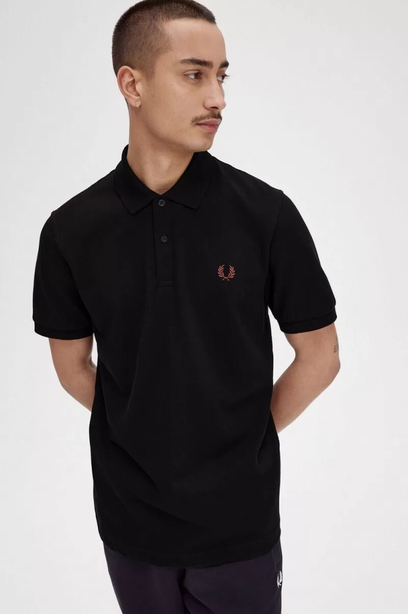 fred perry m3 herrskjorta svart whiskybrun