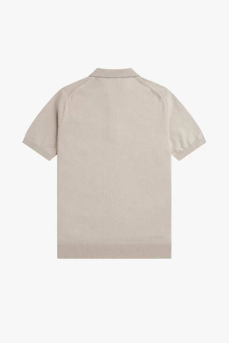 fred perry klassisk stickad herrskjorta mörk havregryn