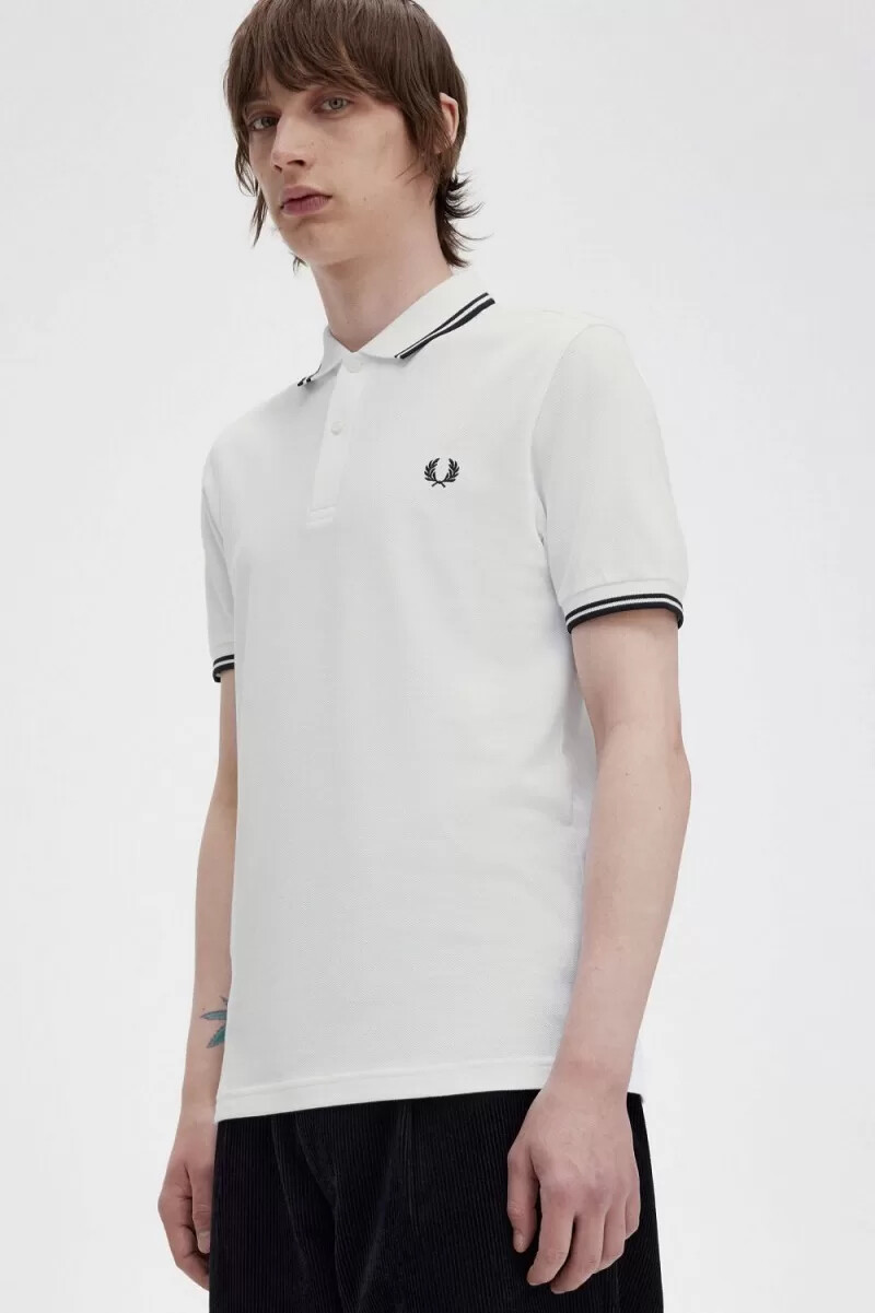 fred perry m3600 herrskjorta vit svart