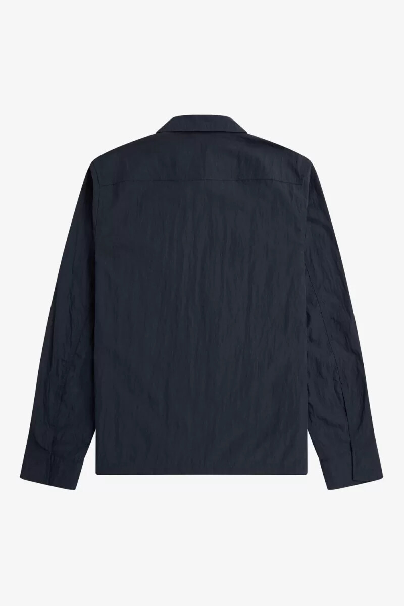 fred perry texturerad zip-through herrskjorta marinblå