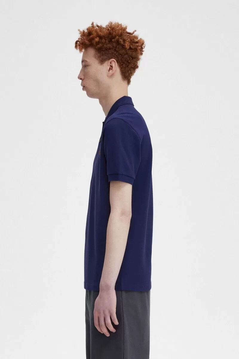 fred perry m6000 herrskjorta fransk marinblå whiskybrun