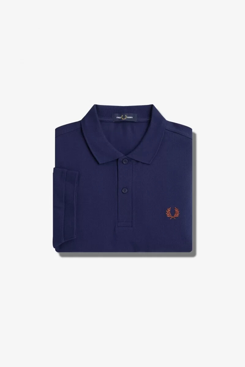 fred perry m6000 herrskjorta fransk marinblå whiskybrun