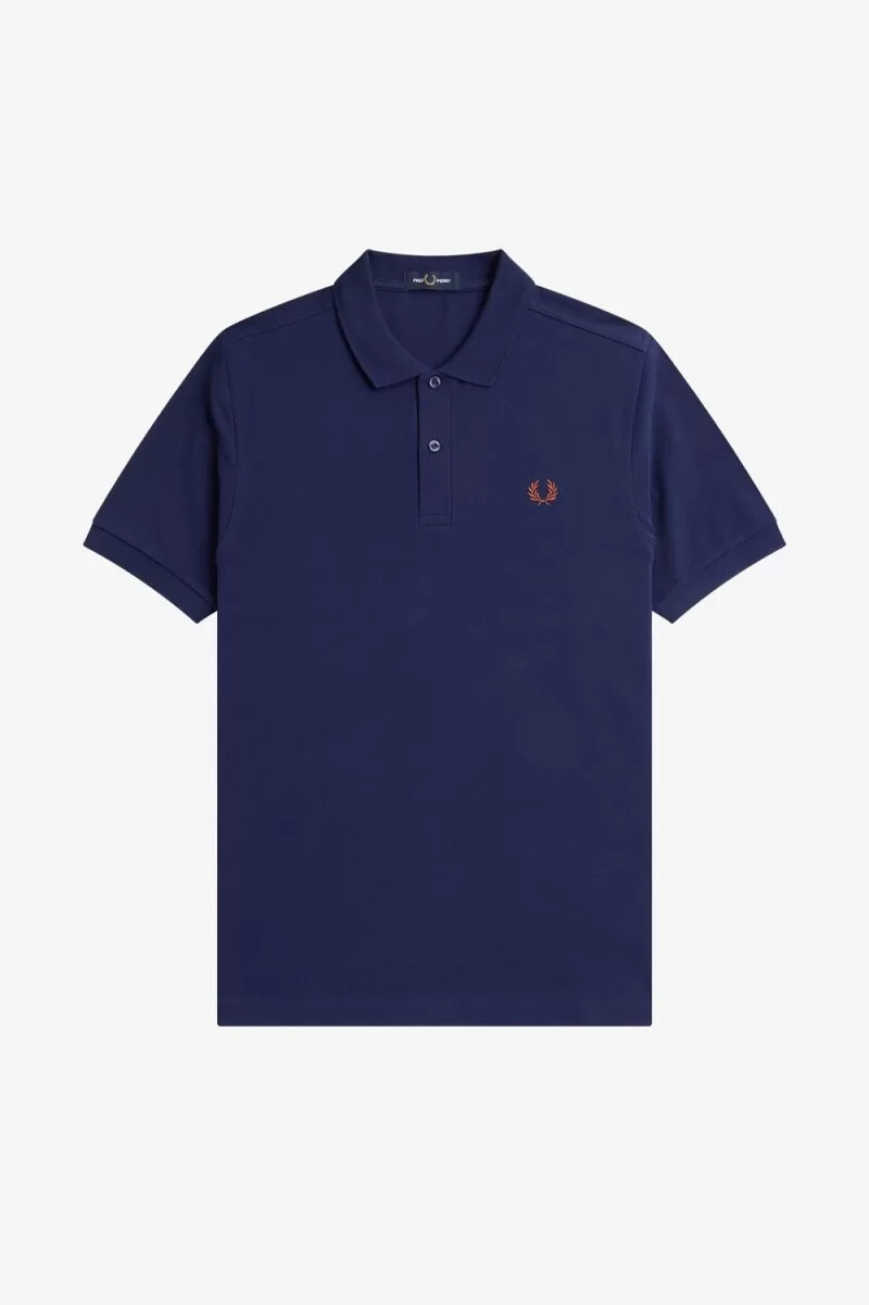 fred perry m6000 herrskjorta fransk marinblå whiskybrun