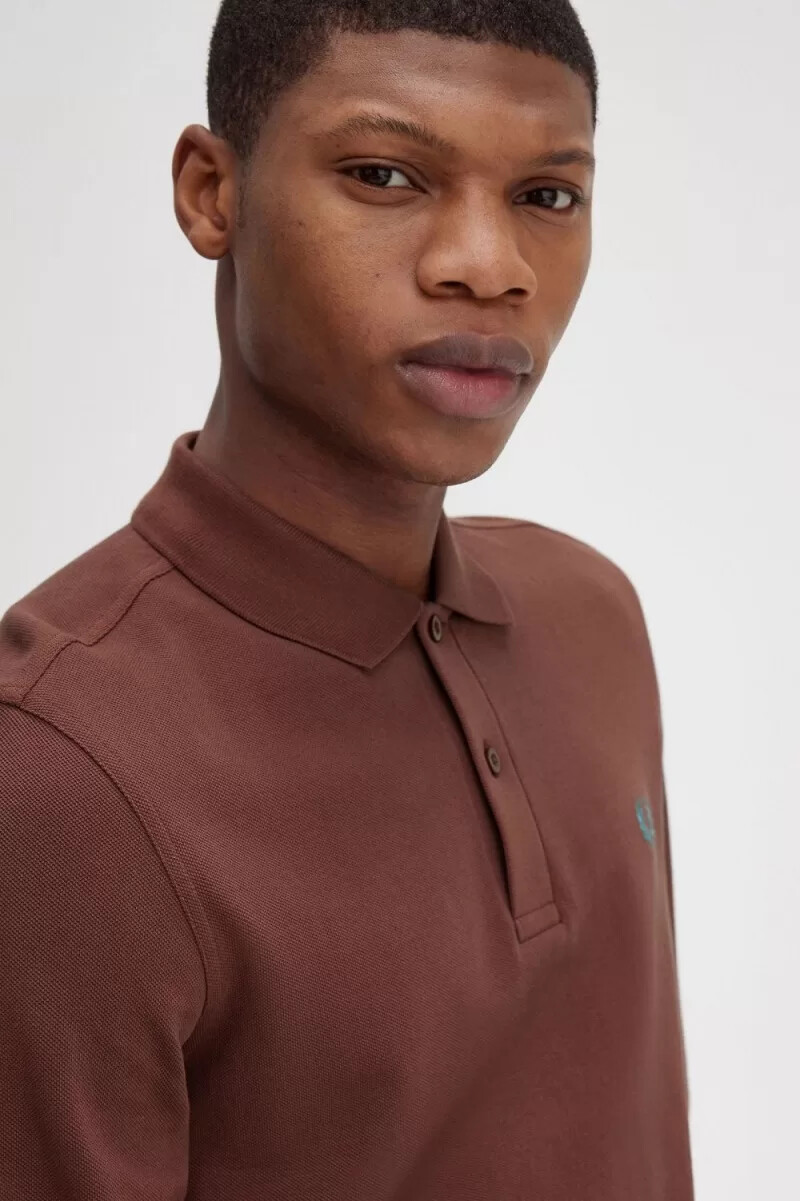 fred perry m6006 herrskjorta whiskybrun djup mintgrön