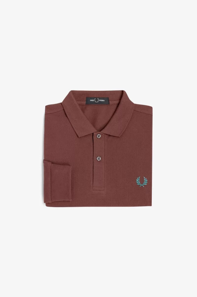 fred perry m6006 herrskjorta whiskybrun djup mintgrön