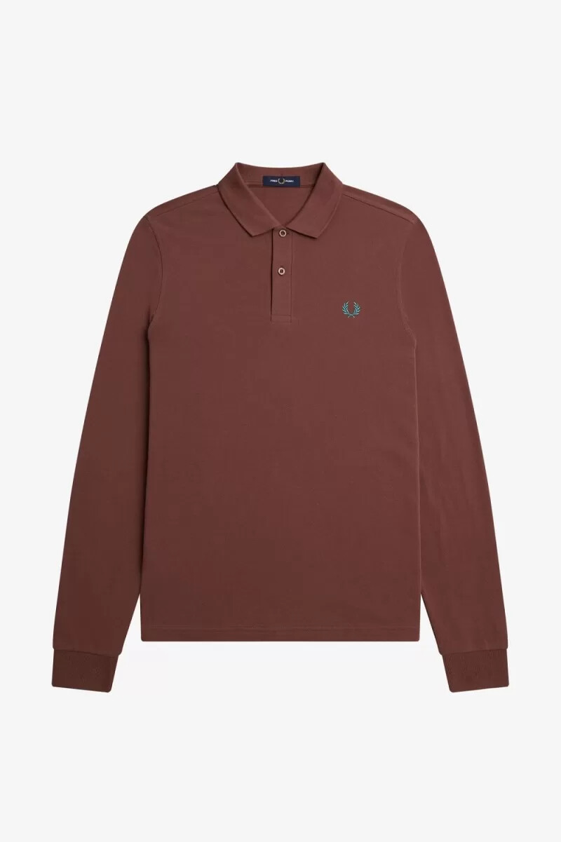 fred perry m6006 herrskjorta whiskybrun djup mintgrön