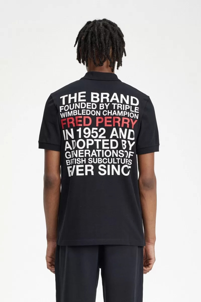 fred perry logo herrskjorta svart
