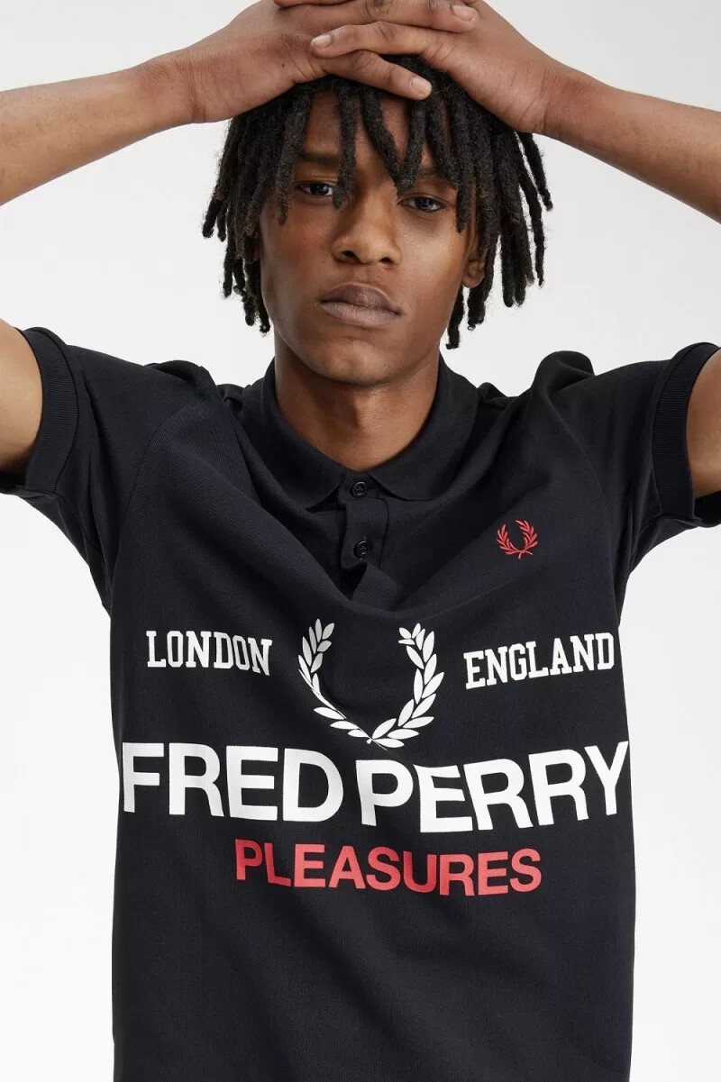 fred perry logo herrskjorta svart
