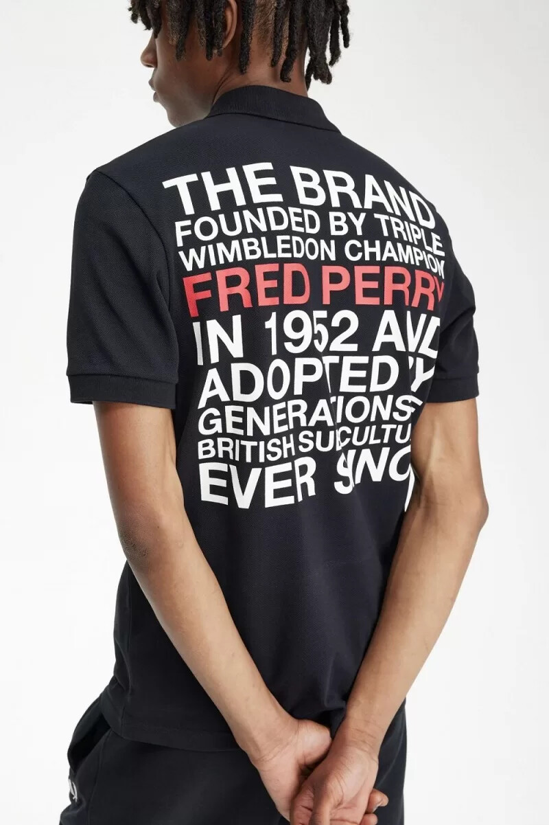 fred perry logo herrskjorta svart