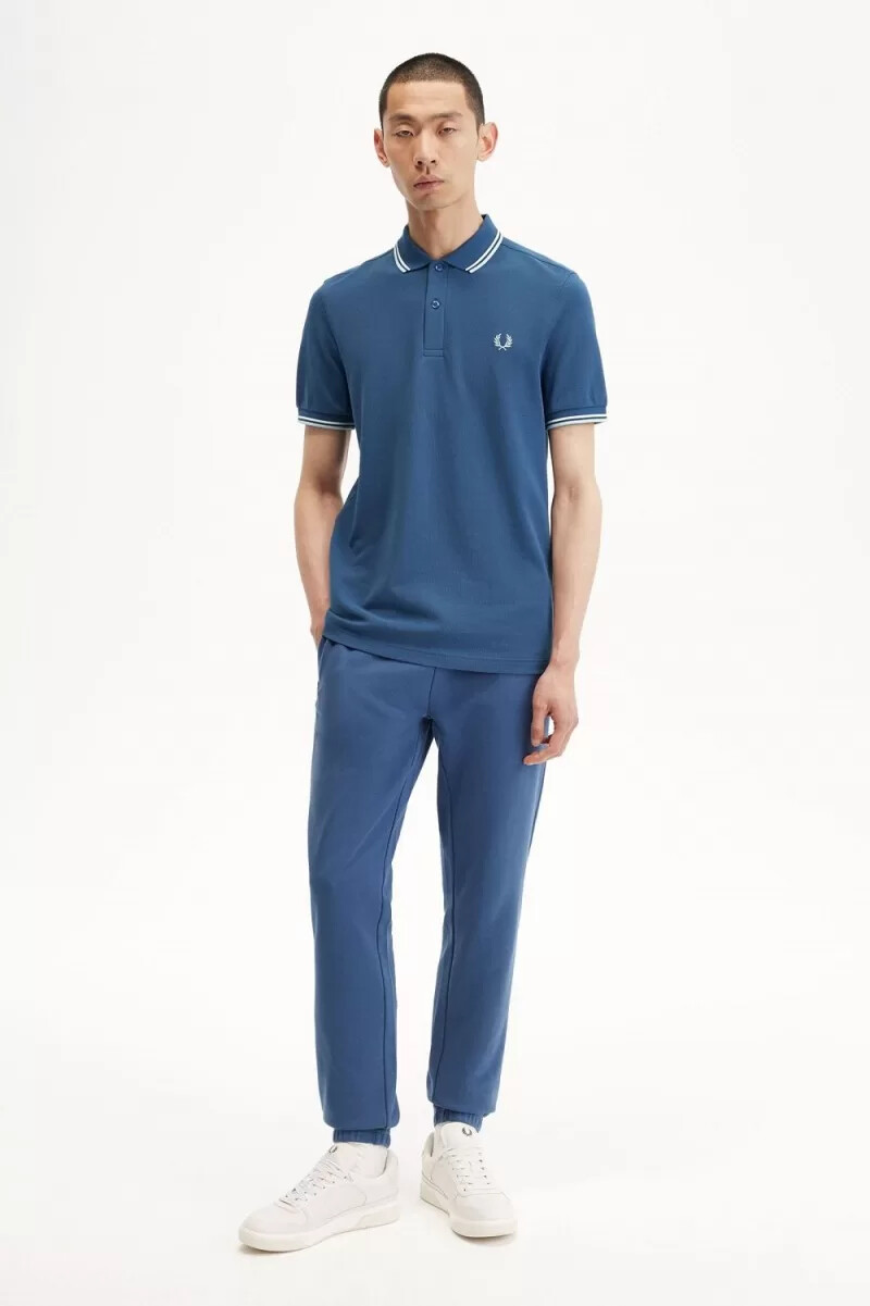 fred perry m3600 herrskjorta midnattsblå beige ljus aqua