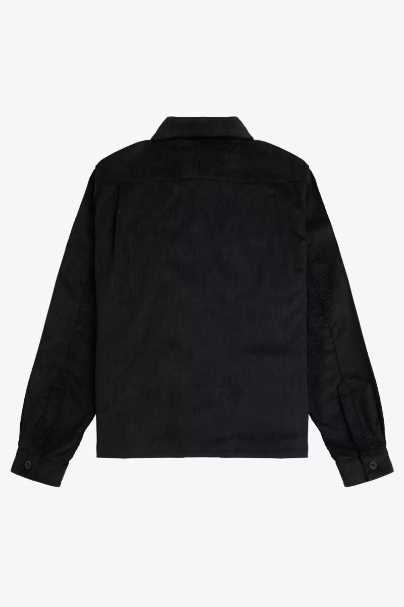fred perry needlecord herrskjorta svart
