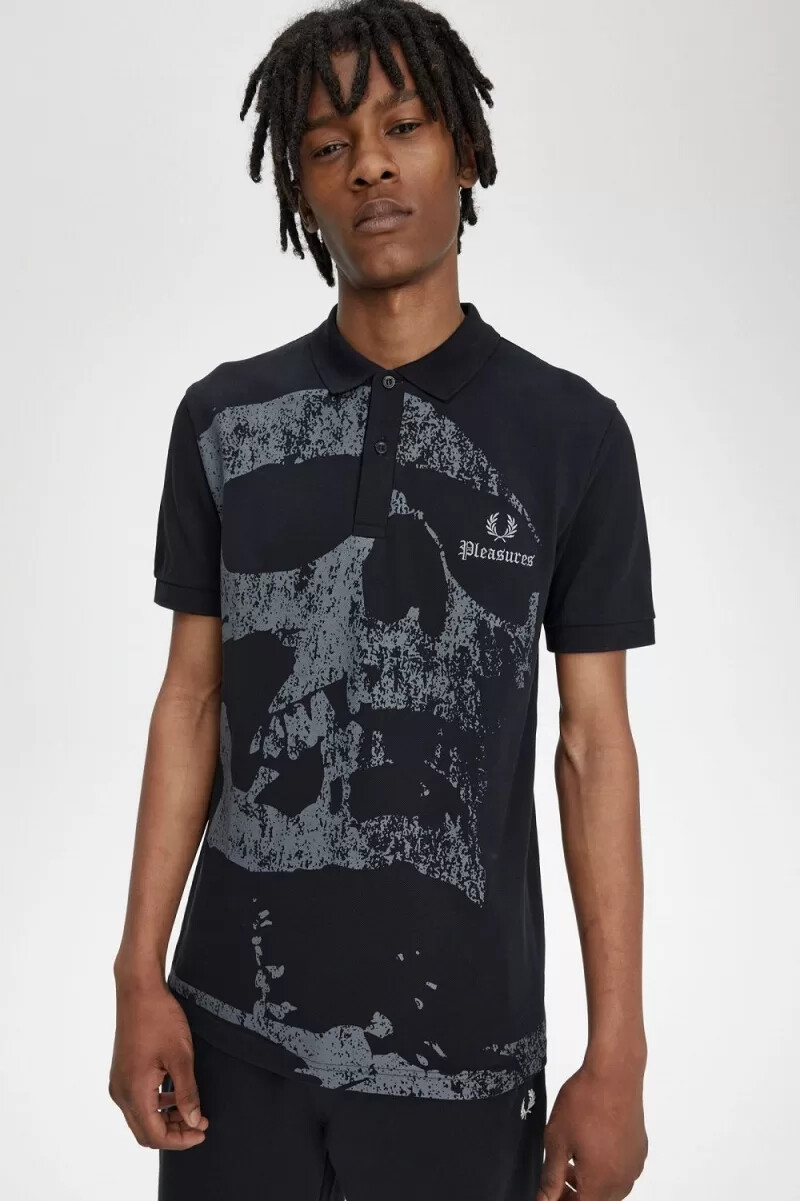 fred perry skull herrskjorta svart