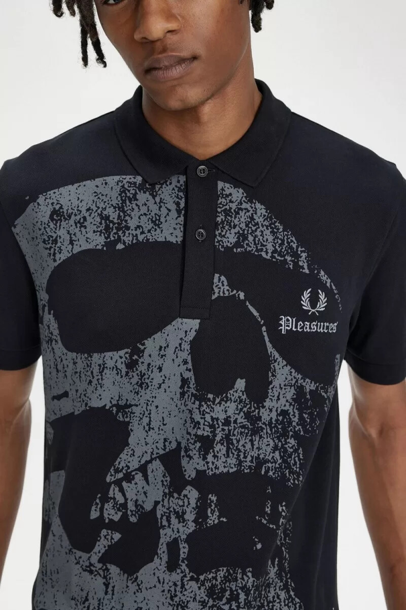 fred perry skull herrskjorta svart