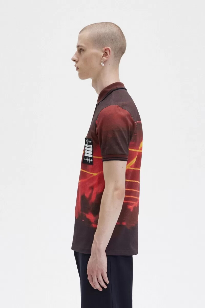 fred perry graphic print herrskjorta stadium red