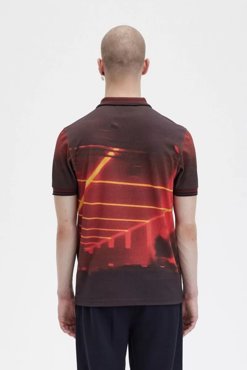 fred perry graphic print herrskjorta stadium red