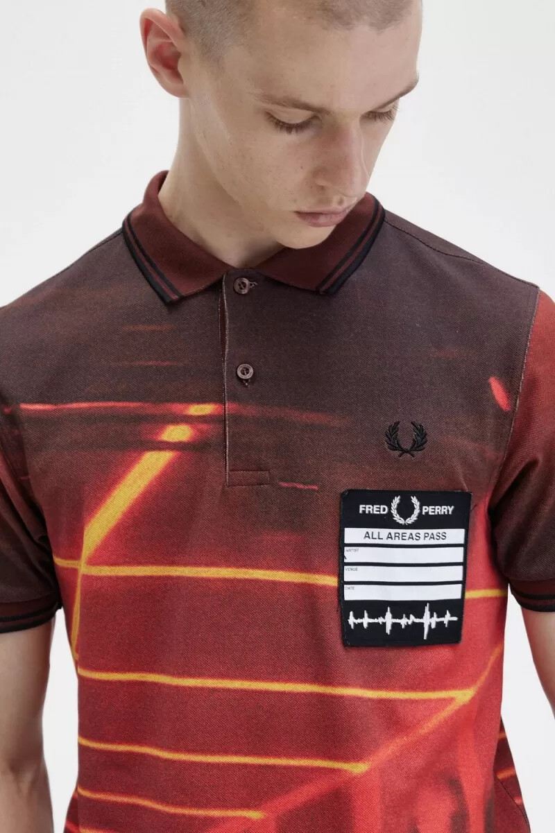 fred perry graphic print herrskjorta stadium red