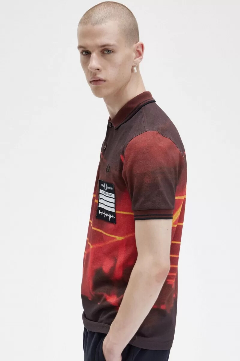 fred perry graphic print herrskjorta stadium red