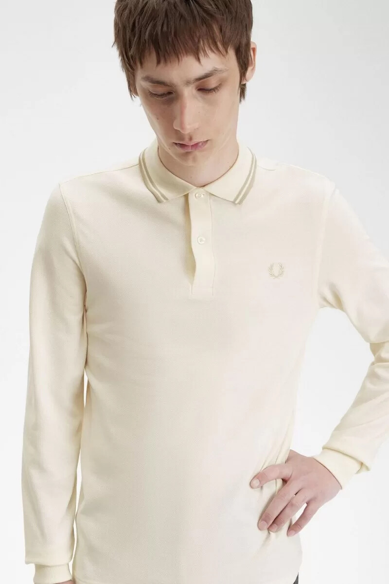 fred perry m3636 herrskjorta beige havregryn havregryn