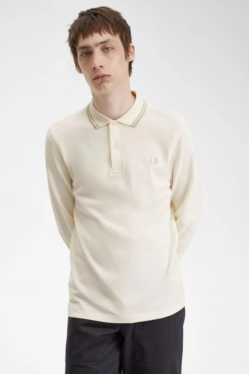 fred perry m3636 herrskjorta beige havregryn havregryn
