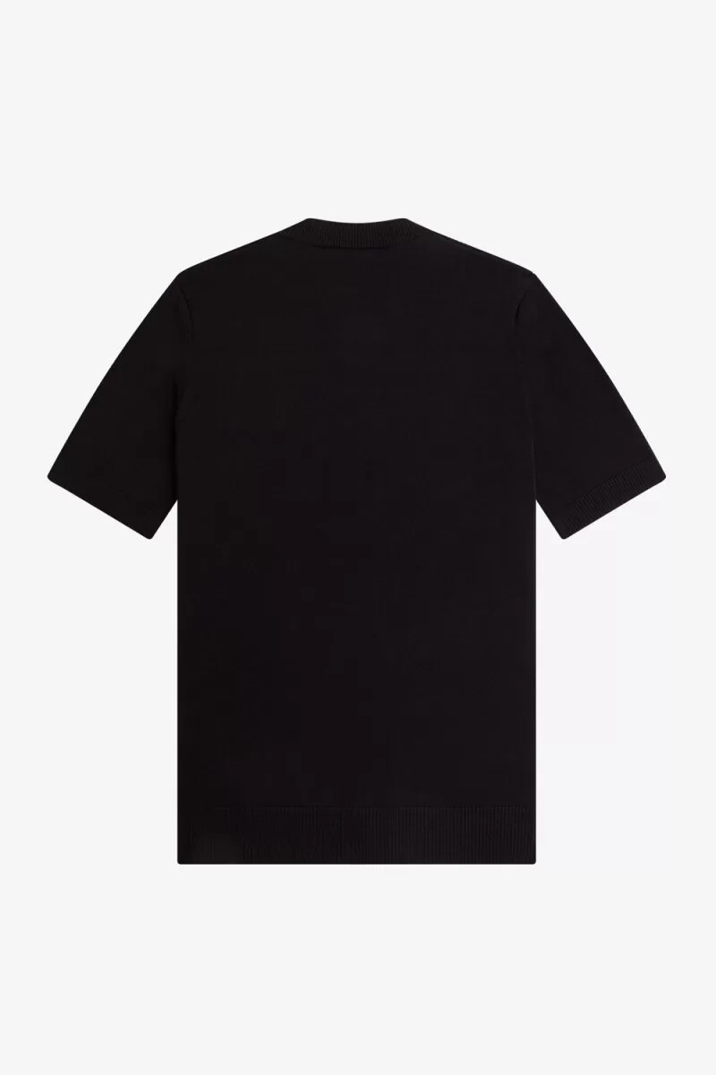 fred perry waffle stitch henley herrskjorta svart