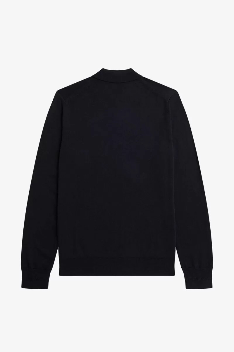 fred perry långärmad stickad herrskjorta marinblå