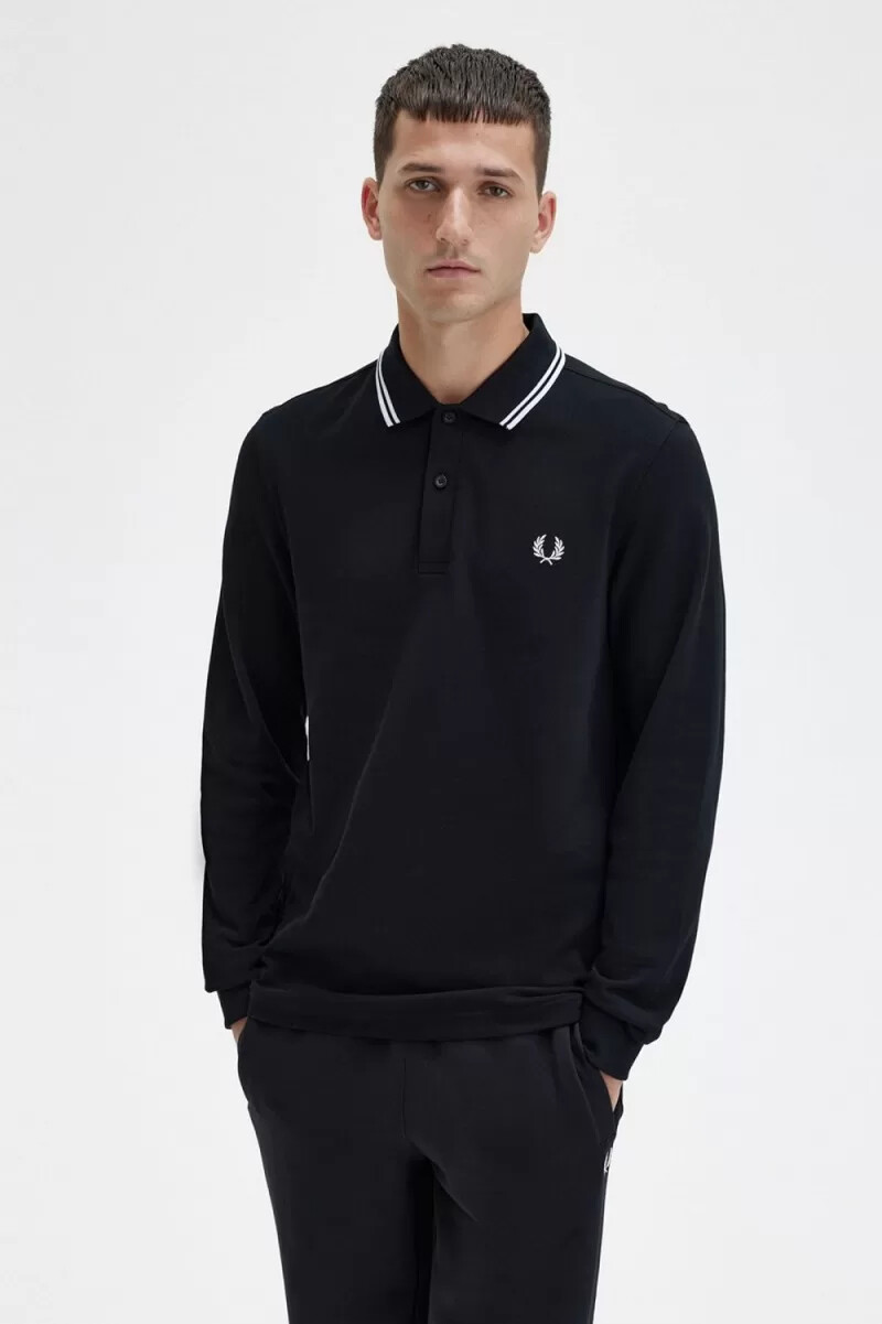 fred perry m3636 herrskjorta svart vit
