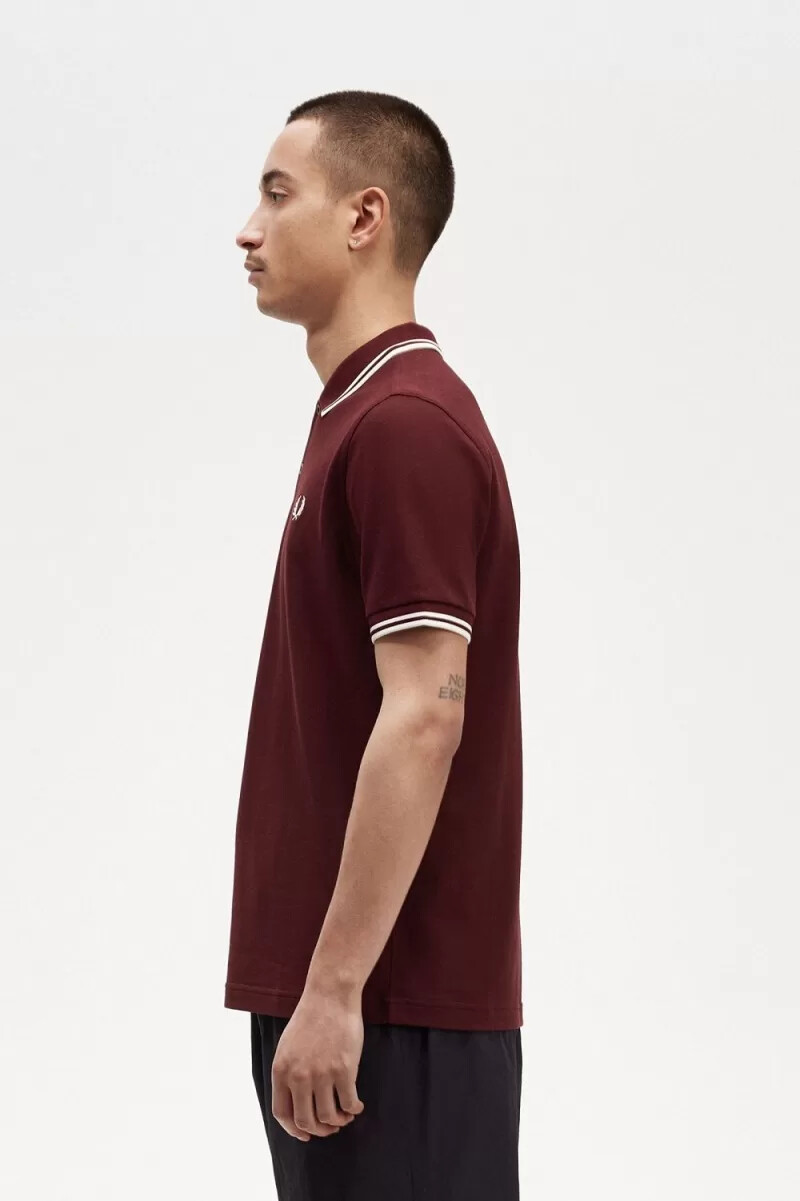 fred perry m3600 herrskjorta oxblood beige
