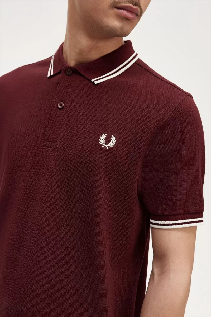 fred perry m3600 herrskjorta oxblood beige