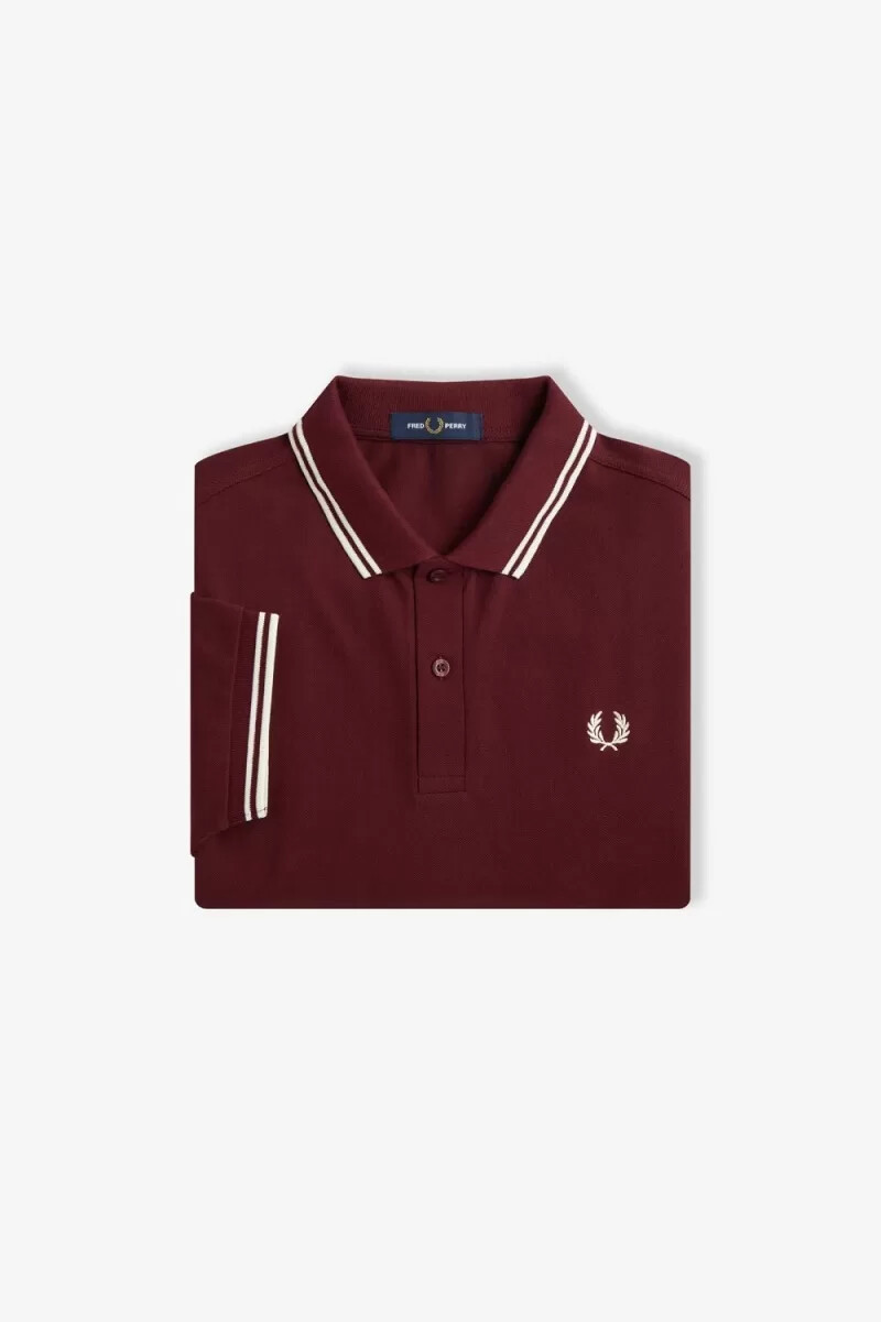fred perry m3600 herrskjorta oxblood beige