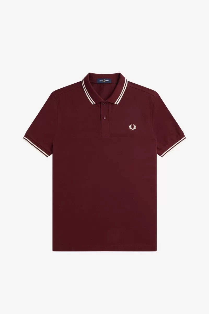 fred perry m3600 herrskjorta oxblood beige
