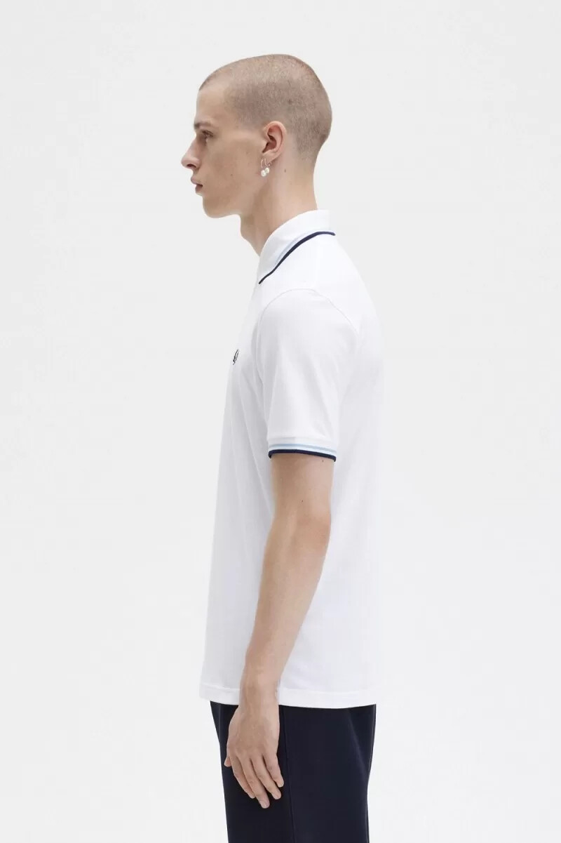fred perry m12 herrskjorta vit aqua marinblå