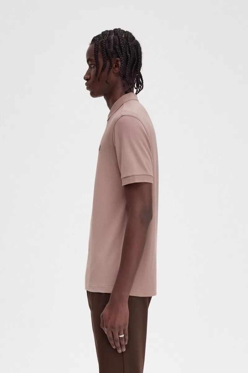 fred perry m6000 herrskjorta mörkrosa bränd tobak