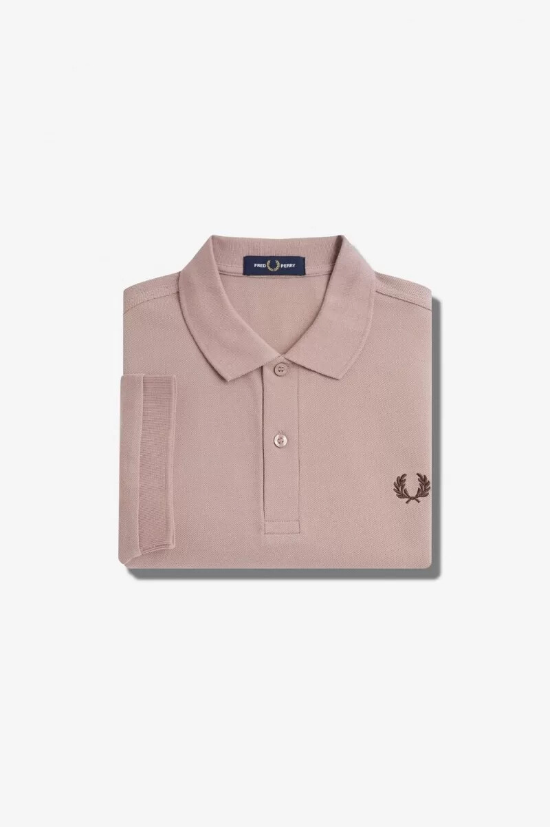 fred perry m6000 herrskjorta mörkrosa bränd tobak
