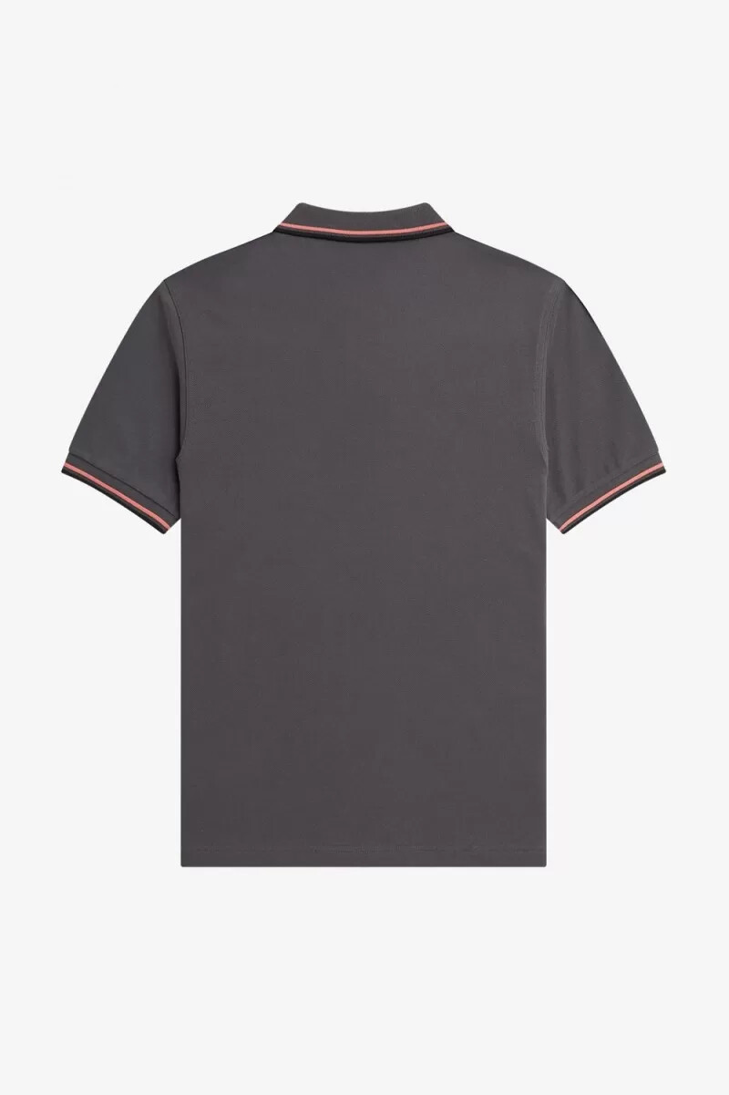 fred perry m3600 herrskjorta gunmetal coral heat svart