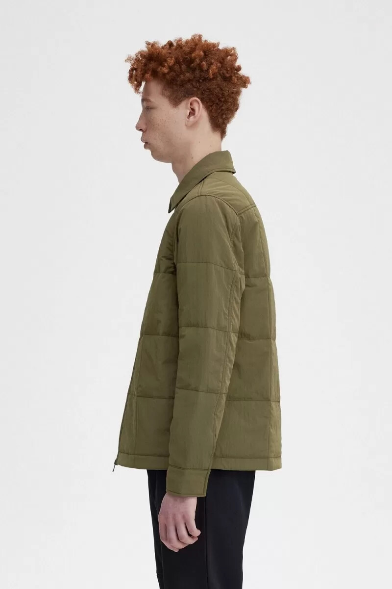 fred perry quilted herrskjorta uniform grön