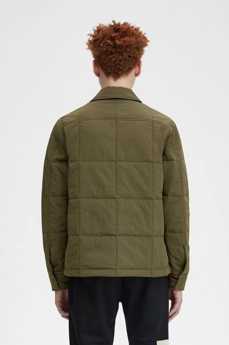 fred perry quilted herrskjorta uniform grön