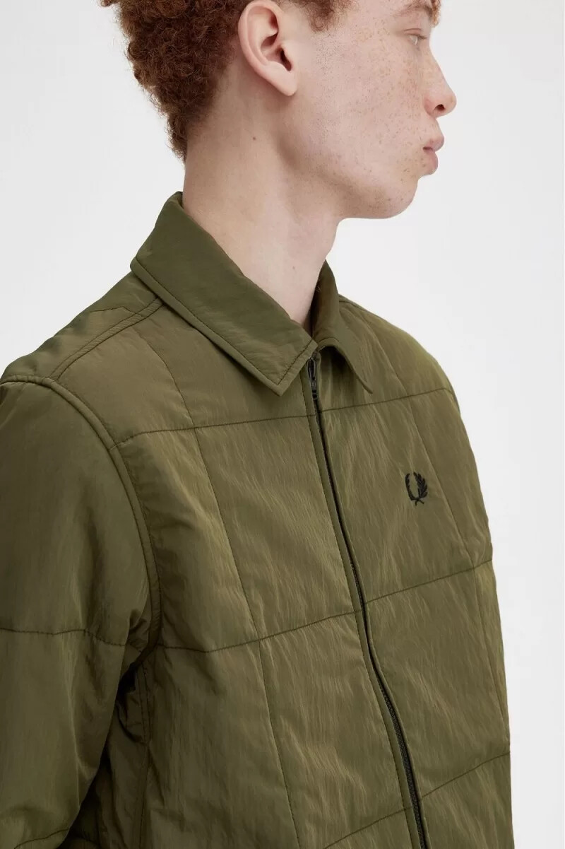 fred perry quilted herrskjorta uniform grön